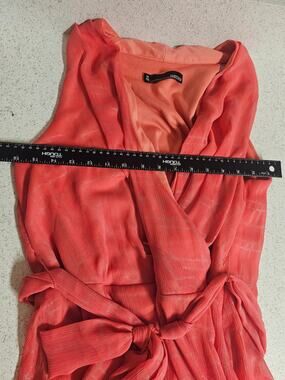Chetta B Maxi Dress 16W Coral Chiffon Empire Waist Sleeveless Plus Size